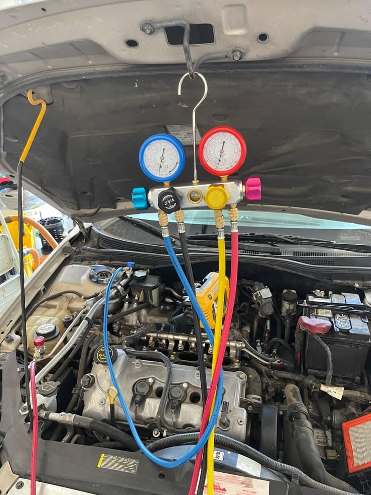 Car air conditioning service and refrigerant pressure testing in Kenya